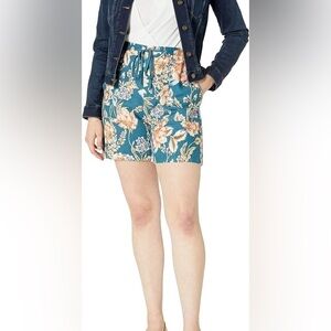 Johnny Was Workshop | Women's 100% Linen Drawstring Floral Shorts Size Large